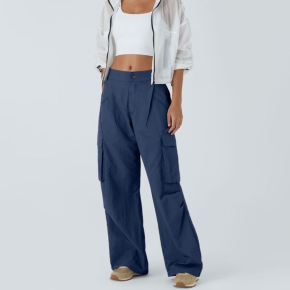 Women's Navy Cargo Pants - Picture 2 of 8
